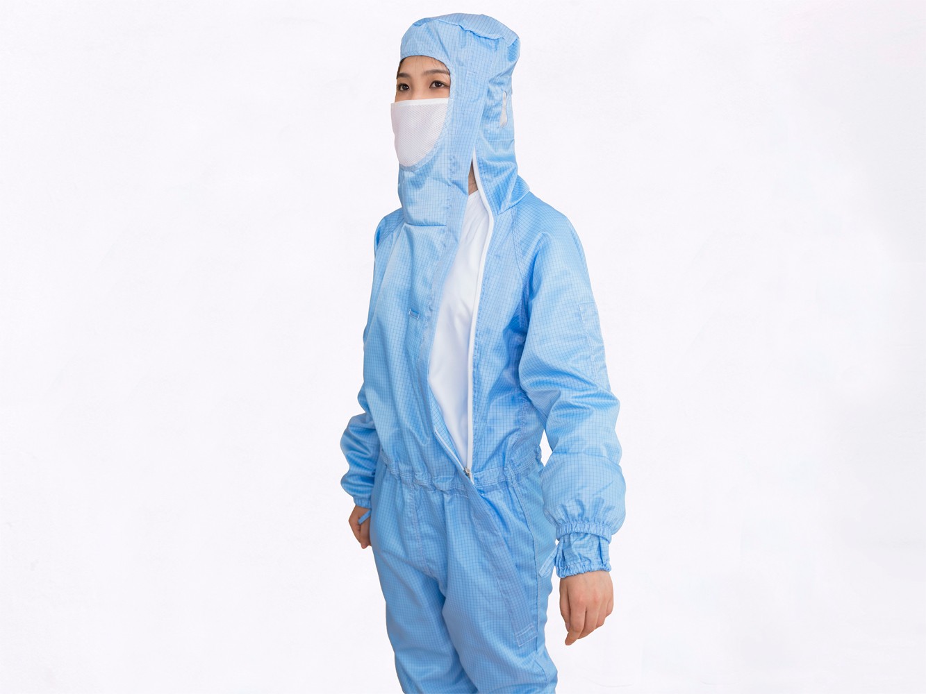 侧拉三连体无尘服